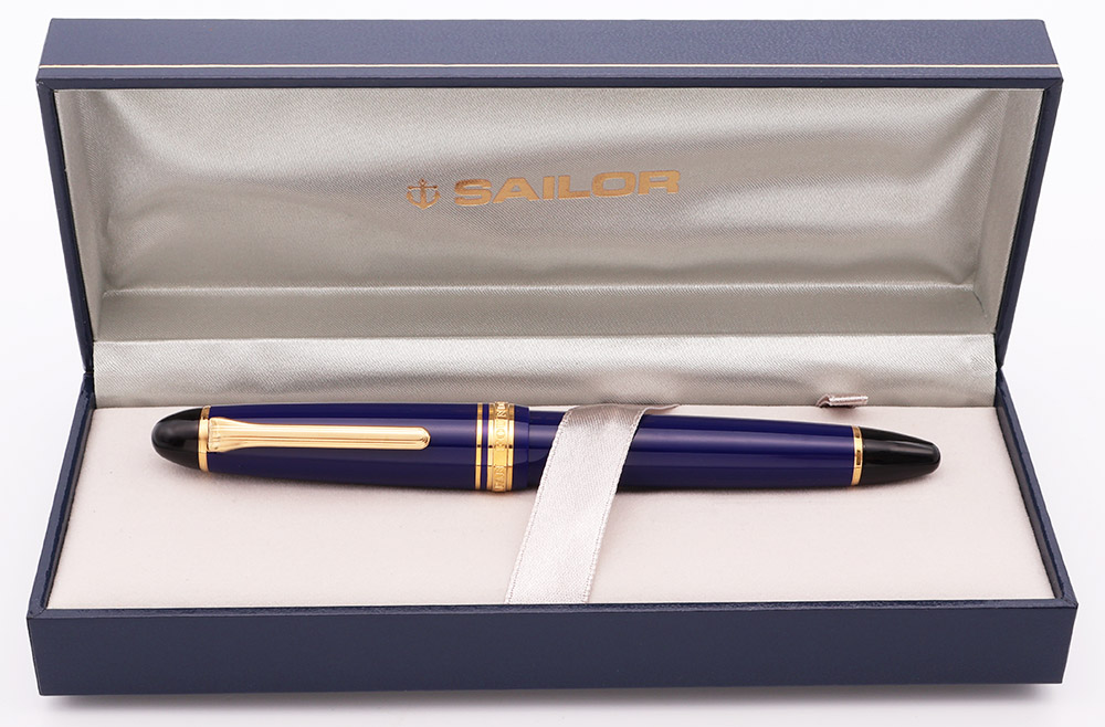 Sailor 1911L 21k Fountain Pen - Blue w Black Ends, Gold Trim, Fine